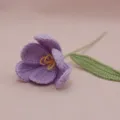 Handmade crochet tulip flower branch knitted lovely gift warm home decor craft piece - Purple