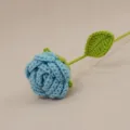 Handmade crochet blue rose flower, knitted wool flower bouquet variant for home decor. - Blue