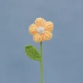 Fiore all'uncinetto fatto a mano gambo singolo bouquet di fiori regalo accessorio carino - Bouquet Singolo di Fiori Puff Giallo