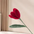 Handmade crochet red tulip flower branch variant, cozy heartwarming gift decor for special days. - Red