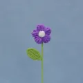 Fiore a soffio all'uncinetto fatto a mano singolo mazzo filato di lana accessorio regalo - Bouquet Singolo di Fiori Puff Viola