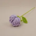 Handmade crochet purple rose flower, knitted wool floral gift for cozy home room decoration. - Purple
