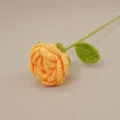 Handmade crochet rose flower orange knitted wool floral decor gift craft single stem - Yellow