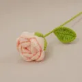Handmade Crochet Rose Flower Single Stem Pink Yarn Knitted Bouquet DIY Home Decor - Nude