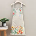Delantal de cocina floral impermeable para adultos, delantal de trabajo con bolsillo frontal. - Beige