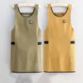 Wasserdichte ärmellose Küchenschürze mit Seitentaschen, tailliertes Design, langlebig. - Zweiteiliges Set / Khaki + Gelb