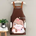 Tablier de cuisine imperméable marron avec joli imprimé de dessin animé pour cuisiner. - Marron