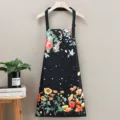 Delantal de cocina impermeable y antiaceite, lindo estampado floral para adultos y trabajo. - Tipo estándar / Negro