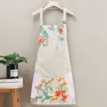 Delantal de cocina floral impermeable con bolsillos para secarse las manos al cocinar. - Estilo de Limpieza de Manos / Borrable Beige