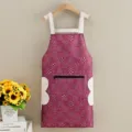 Delantal de cocina impermeable con bolsillos y paños, linda ropa de cocina a cuadros. - Rojo