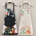 Delantal de cocina floral con toalla, ropa de trabajo impermeable para adultos. - Set de dos piezas / 2 Piezas Borrable Negro y Beige