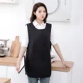 Delantal de chaleco negro impermeable para mujer, ropa de cocina ligera con bolsillos. - Negro