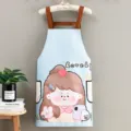 Joli tablier de cuisine imperméable pour femme, tablier de cuisson dessin animé bleu clair. - Bleu