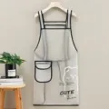 Delantal de cocina transparente de TPU impermeable con diseño de oso, resistente al aceite. - Oso Regular / Blanco
