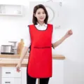 Delantal de cocina sin mangas rojo impermeable chaleco de trabajo bolsillo cocina - Rojo