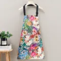 Delantal de cocina impermeable con flores, babero ajustable para cocinar en casa y restaurante. - Floral Arcoíris Ajustable