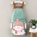 Tablier de cuisine étanche pour femmes, imprimé de dessin animé mignon, vert menthe. - Vert