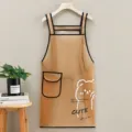 Delantal de cocina impermeable transparente de TPU con bonito estampado de oso. - Oso Regular / Amarillo