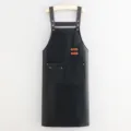 Tablier de Cuisine Étanche en Cuir PU Noir avec Poches et Bretelles Réglables Cuisine - Noir