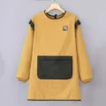 Delantal de cocina impermeable de manga larga con bolsillo, protección elegante para cocinar. - Top de Manga Larga / Amarillo