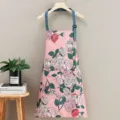 Delantal de cocina impermeable con elegante motivo de rosas rosadas y correas ajustables. - Delantal Sin Mangas / Floral de Rosa Correa Rosa