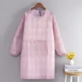 Delantal manga larga cuadros rosa cocina cocinero antimanchas transpirable algodón poliéster trabajo - Babi de Cuadros Morado