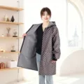 Abrigo de invierno a cuadros con capucha y forro polar grueso, chaqueta cálida para mujer. - 1XL / Cuadros Negro