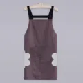 Delantal de cocina impermeable para cocinar, delantal de rayas resistente al aceite - Delantal de rayas verticales con limpiamanos y tirantes marrón