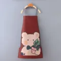 Delantal de cocina impermeable y resistente al aceite con lindo diseño de oso de dibujos animados. - Delantal de Oso / Rojo