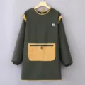 Delantal de cocina de manga larga impermeable anti-incrustante para hornear ropa moda - Top de Manga Larga / Verde