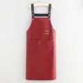Tablier de cuisine en cuir PU imperméable pour la restauration et un usage professionnel. - Rouge