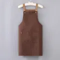 Brown canvas kitchen apron with adjustable straps and front pocket for cooking baking work. - Regular Fit / Coffee