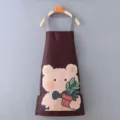Variante de delantal de cocina impermeable con osito tierno, ropa de trabajo de cocina marrón - Delantal de Oso / Café