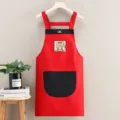 Delantal de cocina rojo con bolsillo cremallera parche de oso tierno impermeable babero de cocina - Tirantes Mapache Rojo