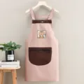 Delantal de cocina rosa impermeable con bolsillo de oso lindo para cocinar hornear - Tirantes Mapache Rosa