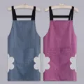 Wasserdichte Küchen Kochschürze mit Taschen und Wischtüchern, blaue und lila Streifen Variante. - [2er-Set] Gestreifte Schürzen mit Händewisch-Funktion Blau + Rot