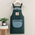 Tablier de cuisine imperméable vert avec motif d'ours mignon et grande poche pratique. - Bretelles Raton Laveur Vert Foncé