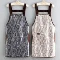 Waterproof Plaid Apron for Kitchen Cooking and Workwear in Dark Grey and Light Grey Variant - Black+Coffee