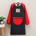 Tablier imperméable à manches longues pour cuisine, élégante blouse noire et rouge anti-salissure. - Blouse Raton Laveur Noir