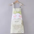 Canvas kitchen apron with cute cartoon animal print, adjustable neck strap and handy front pocket - Bowknot Dog Adjustable Strap