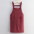 Delantal rayado adultos hogar cocina coccion anti-incrustaciones moda ropa de trabajo vista - Rojo Oscuro