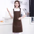 Grembiule da cucina marrone impermeabile da donna, elegante bavaglino con tasca con cerniera. - Marrone