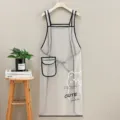 Transparent TPU waterproof kitchen apron with cute bear print and convenient front pocket. - Lengthened Bear / White