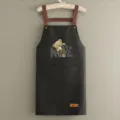 Delantal de cocina impermeable y elegante con bonito estampado de oso y bolsillos frontales. - Oso NICE Negro