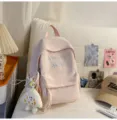 Sac à dos rose macaron doux avec jolie broderie de nœud, idéal pour l'école et les loisirs. - Petit (Avec Pendentif) / Rose