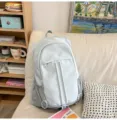 Light blue sports backpack, minimalist gorpcore style, large capacity travel school bag. - Blue Large