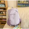 Candy color minimalist sporty backpack in light purple, casual travel daily outdoor bag. - Lilac Large