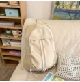 Casual canvas backpack outdoor style school bag for women and men daily travel use - Khaki Large