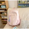 Pink candy color casual sports backpack for women, large capacity travel school bag. - Rope Star / Pink Large
