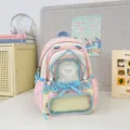 Sac à dos ita pastel doux japonais avec fenêtre transparente, nœud et volants pour étudiant. - S / Sans Accessoires / Rose